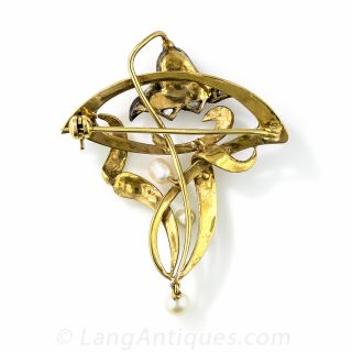 Art Nouveau Style Flower Brooch