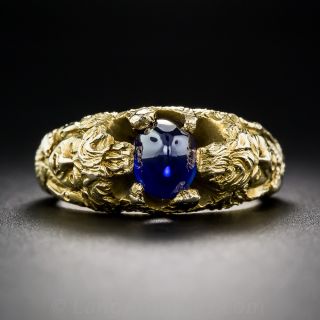 Art Nouveau Sugarloaf Sapphire Medusa Ring