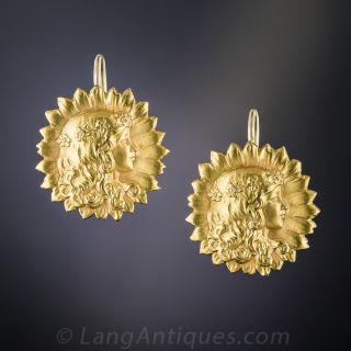 Art Nouveau Sunflower Earrings