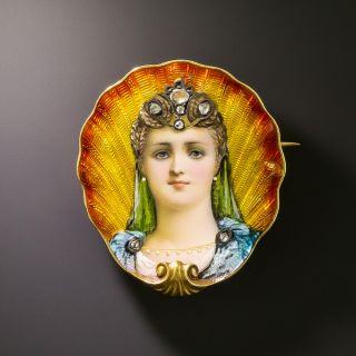 Art Nouveau Swiss Enamel Brooch - 1