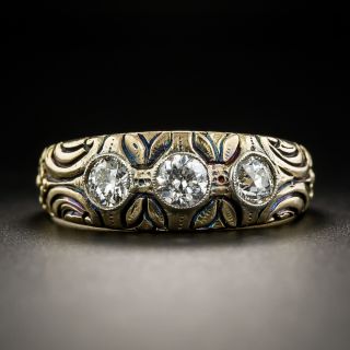 Art Nouveau Three-Diamond Ring - 1