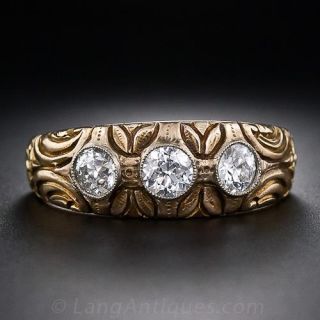 Art Nouveau Three-Diamond Ring