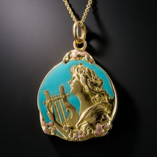 Art Nouveau Turquoise Enamel Locket