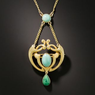 Art Nouveau Turquoise Necklace / Pin  
