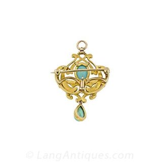 Art Nouveau Turquoise Pin