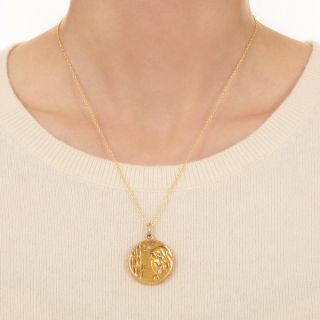 Art Nouveau Woman With Birds Diamond Locket