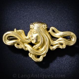Art Noveau Maiden Brooch