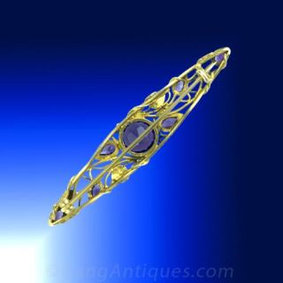 Arts and Crafts Amethyst Bar Pin