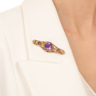 Arts and Crafts Amethyst Brooch
