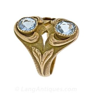 Arts & Crafts Aquamarine Ring