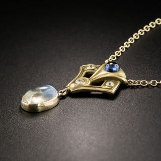 Arts and Crafts Diamond, Sapphire and Moonstone Necklace