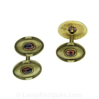 Arts and Crafts Gold and Garnet Cufflinks