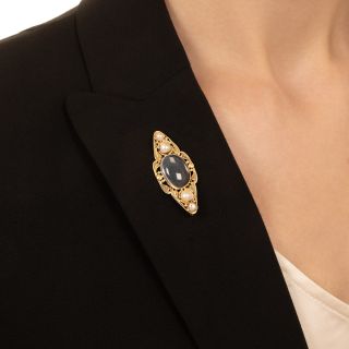 Arts and Crafts Moonstone and Pearl Brooch