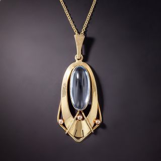 Arts and Crafts Synthetic Spinel Cabochon Pendant - 0