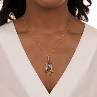 Arts and Crafts Synthetic Spinel Cabochon Pendant