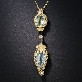 Arts & Crafts Aquamarine Pendant Necklace