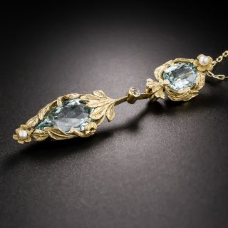 Arts & Crafts Aquamarine Pendant Necklace