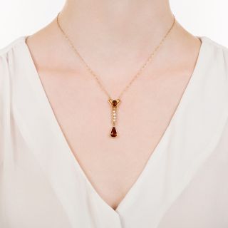 Arts & Crafts Citrine and Pearl Necklace by Frank Krementz 