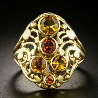 Arts & Crafts Citrine Dinner Ring - 2