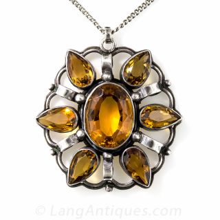 Arts & Crafts Citrine Necklace