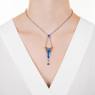Arts & Crafts Enamel and Silver Necklace