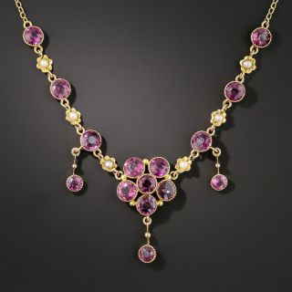 Arts & Crafts Garnet and Pearl Necklace by Murrle, Bennett & Co - 1