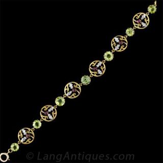 Arts & Crafts Holly Motif Bracelet Circa 1900