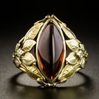 Arts & Crafts Navette Shaped Garnet Ring - 3