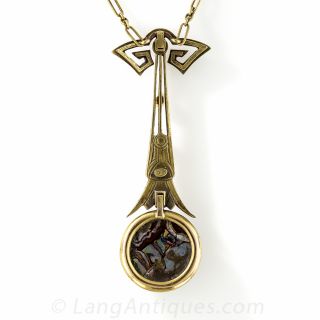 Arts & Crafts Opal Drop Necklace