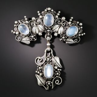 Arts & Crafts Sterling Silver Moonstone Pin-Pendant - 2