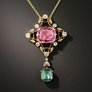 Arts & Crafts Tourmaline and Diamond Pendant - 3