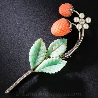 Austrian Wild Strawberry Brooch Circa 1930s