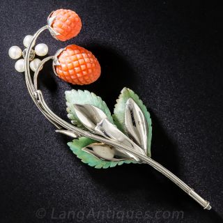 Austrian Wild Strawberry Brooch Circa 1930s