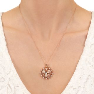 Austro-Hungarian Antique Opal and Diamond Trèfle Pendant