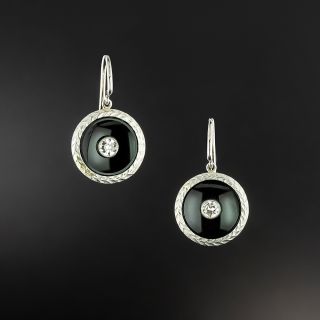 Austro-Hungarian Art Deco Onyx and Diamond Earrings  - 2