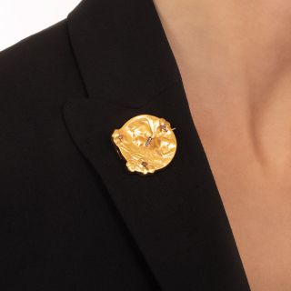 Austro-Hungarian Art Nouveau Brooch with Diamonds
