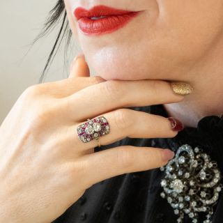 Austro-Hungarian Diamond And Ruby Moi et Toi Ring