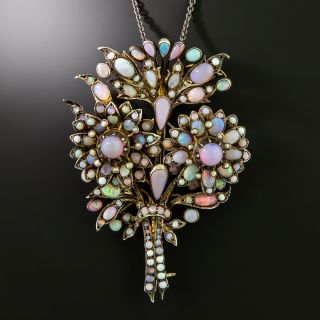 Austro-Hungarian Floral Opal Spray Brooch/Pendant, Circa 1867-1872 - 2