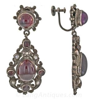 Austro-Hungarian Garnet Drop Earrings