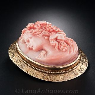 Bacchus Coral Cameo Brooch