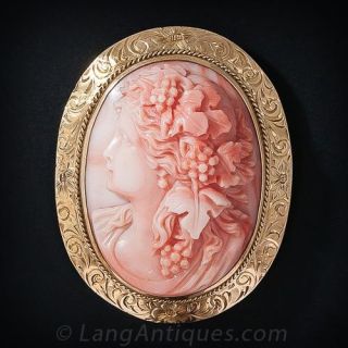 Bacchus Coral Cameo Brooch