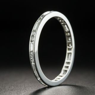 Baguette and Round Diamond Platinum Eternity Band - Size 6 3/4 - 2