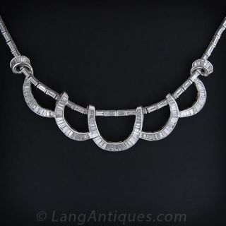 Baguette Diamond and Platinum Necklace