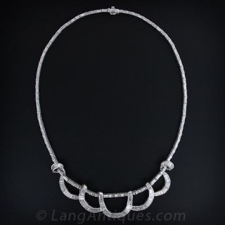 Baguette Diamond and Platinum Necklace