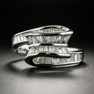 Baguette Diamond Platinum Ribbon Ring - 3