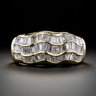 Baguette Diamond Three-Row Wave Ring - 2
