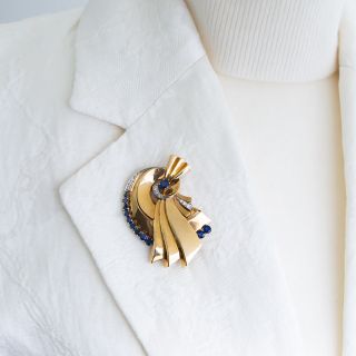 Bailey, Banks & Biddle Sapphire and Diamond Retro Brooch