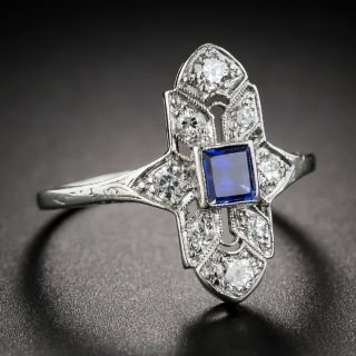 Baily, Banks & Biddle Platinum, Sapphire and Diamond Art Deco Dinner Ring