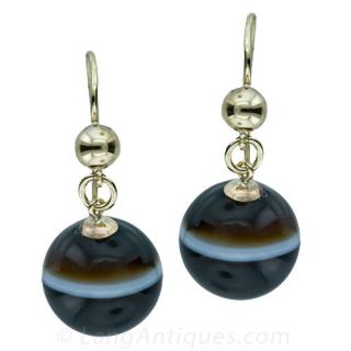 Victorian Banded Agate Earrings