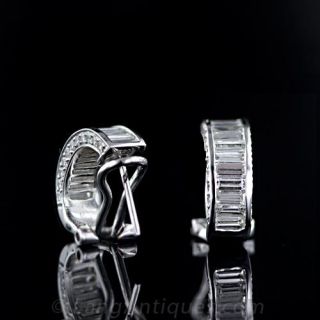 Baquette  Diamond, Hoop Earrings